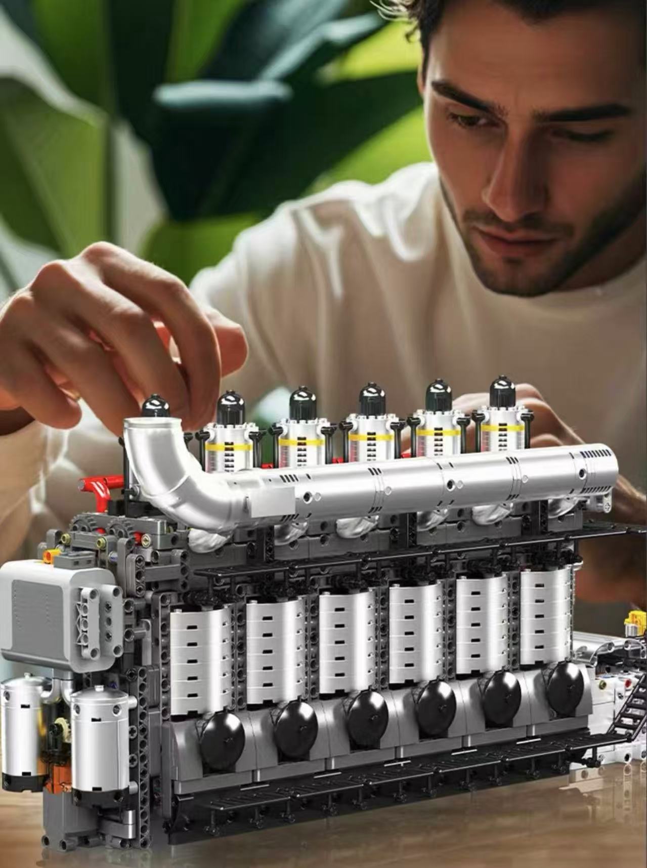 Mould King 10209 Inline 6-cylinder aircraft carrier engine - YWOBB