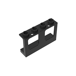 GOBRICKS GDS-90442 Window 1 x 4 x 2 Plane Single Top Hole and Double Bottom Holes for Glass - YWOBB