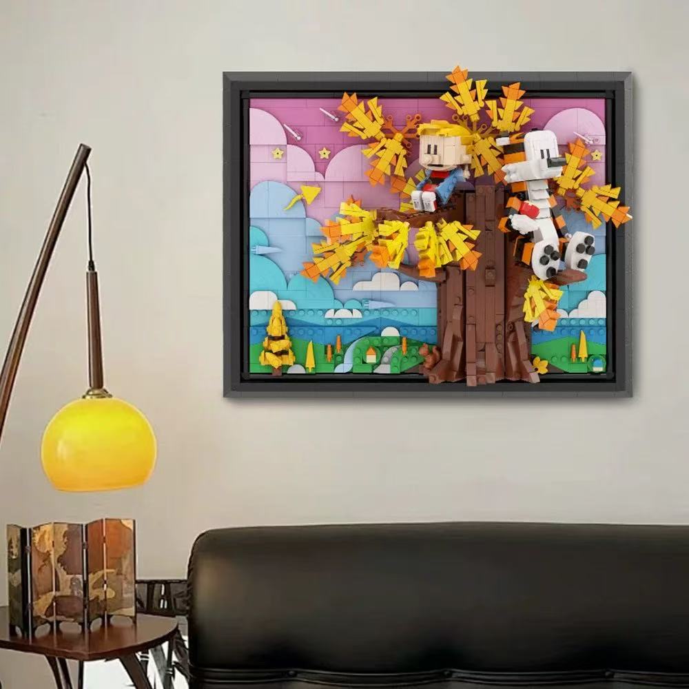 GOBRICKS MOC S0024 Calvin and Hobbes on the tree - YWOBB