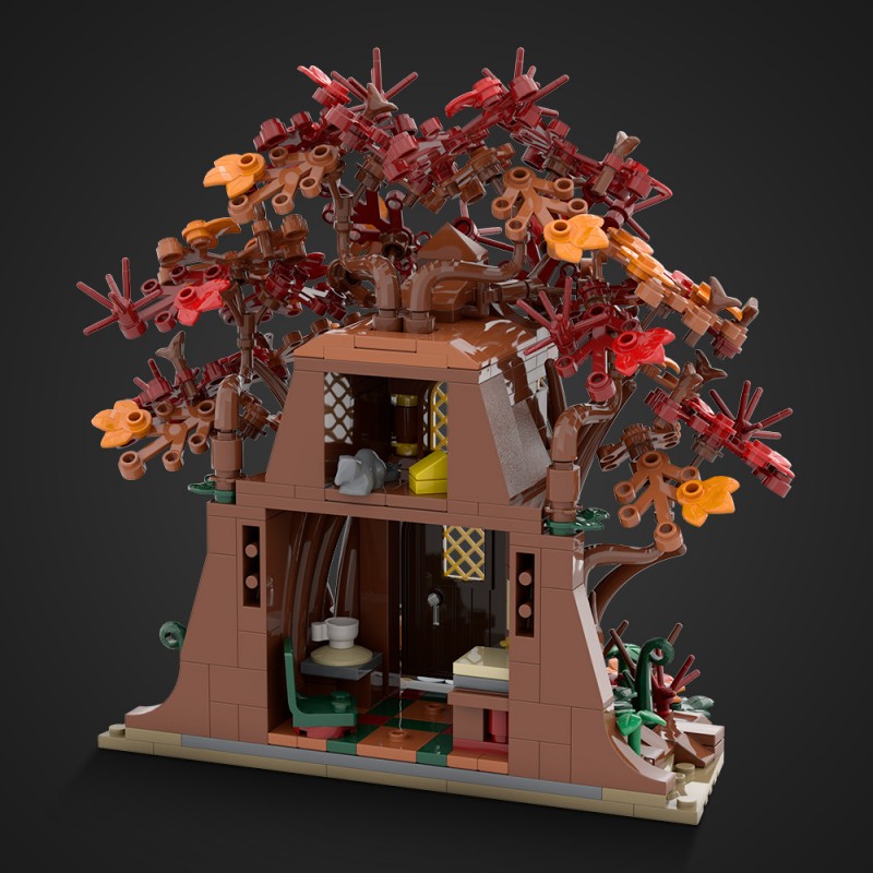 GOBRICKS MOC A2307 Woodland Elf House in Autumn - YWOBB