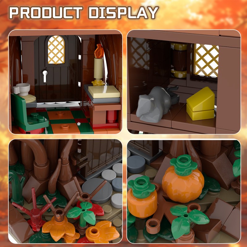 GOBRICKS MOC A2307 Woodland Elf House in Autumn - YWOBB