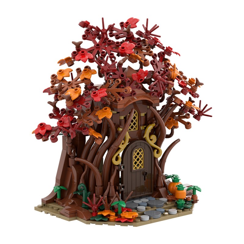 GOBRICKS MOC A2307 Woodland Elf House in Autumn - YWOBB