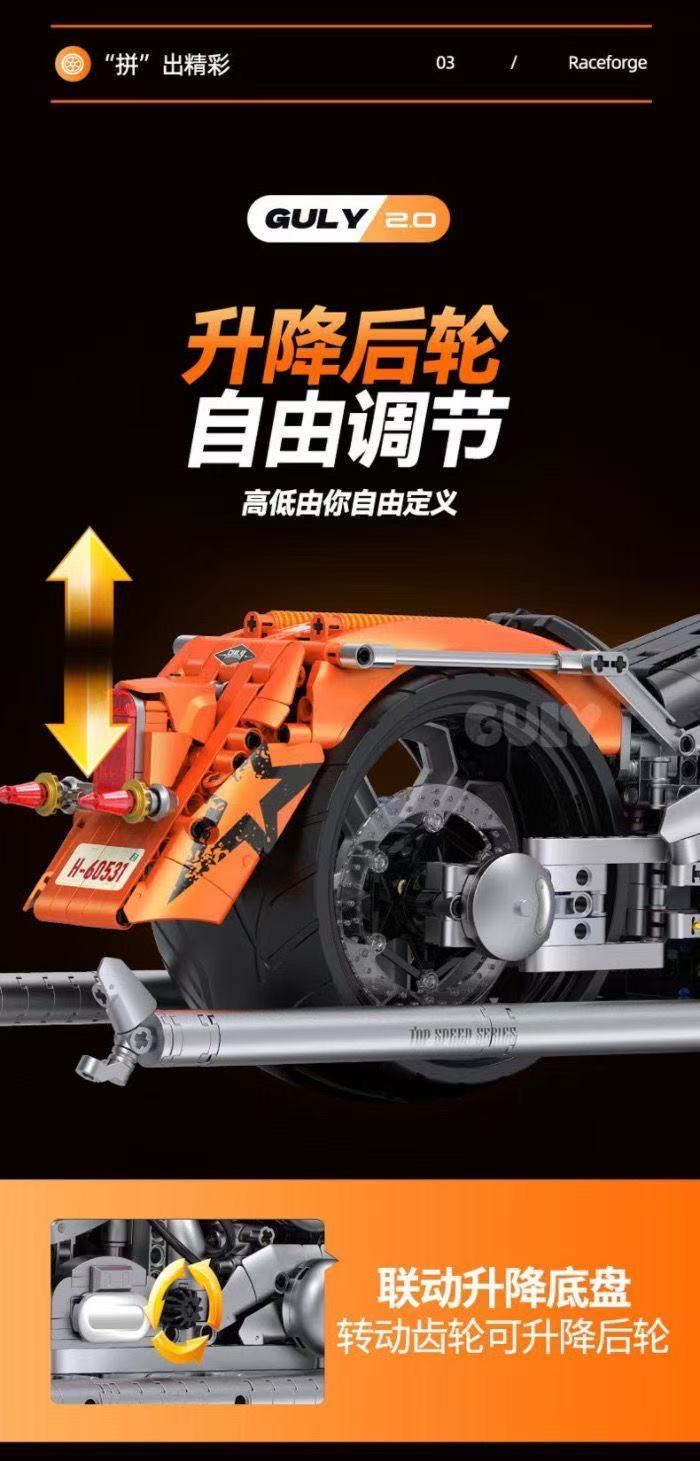 GULY 60531 1:5 Summer Orange Motorcycle Harley Motorcycle - YWOBB