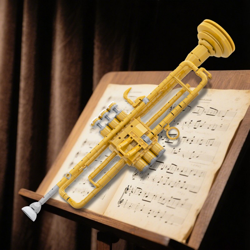 GOBRICKS MOC A2331 Trumpet with working pistons - YWOBB