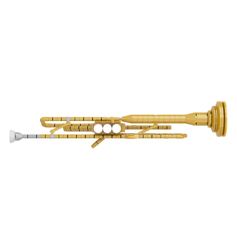 GOBRICKS MOC A2331 Trumpet with working pistons - YWOBB