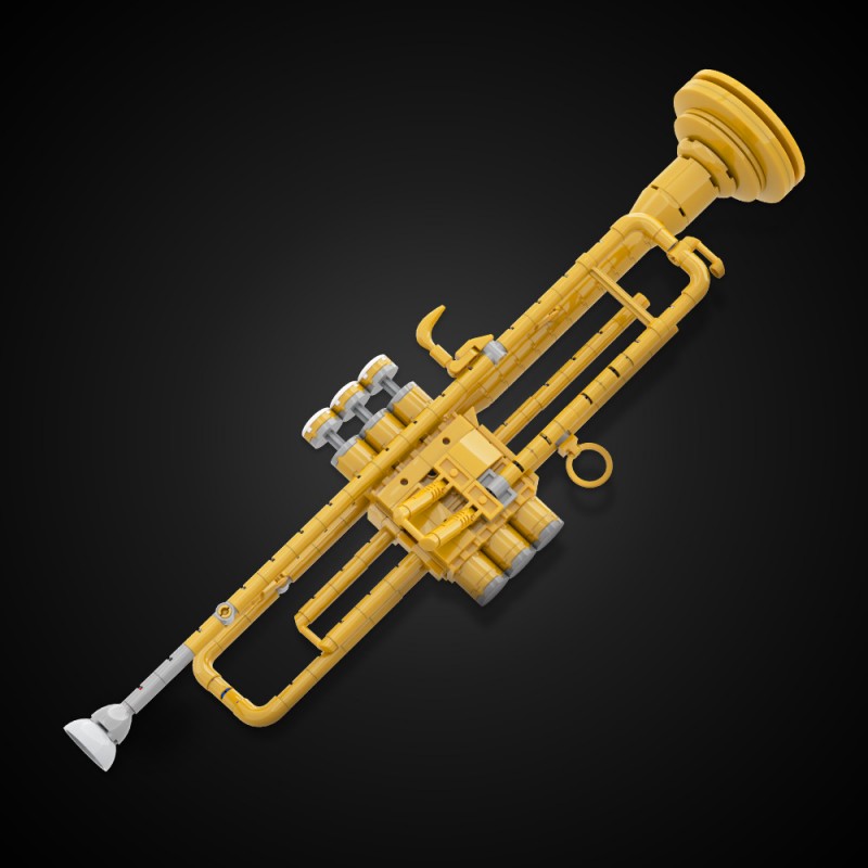 GOBRICKS MOC A2331 Trumpet with working pistons - YWOBB