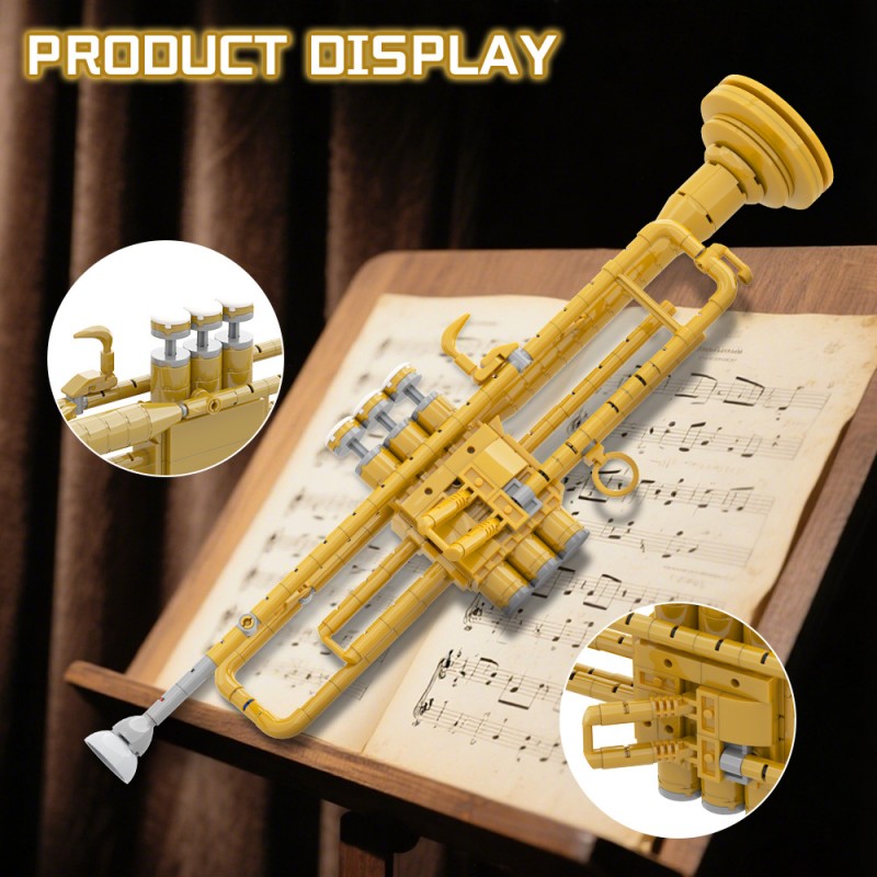 GOBRICKS MOC A2331 Trumpet with working pistons - YWOBB