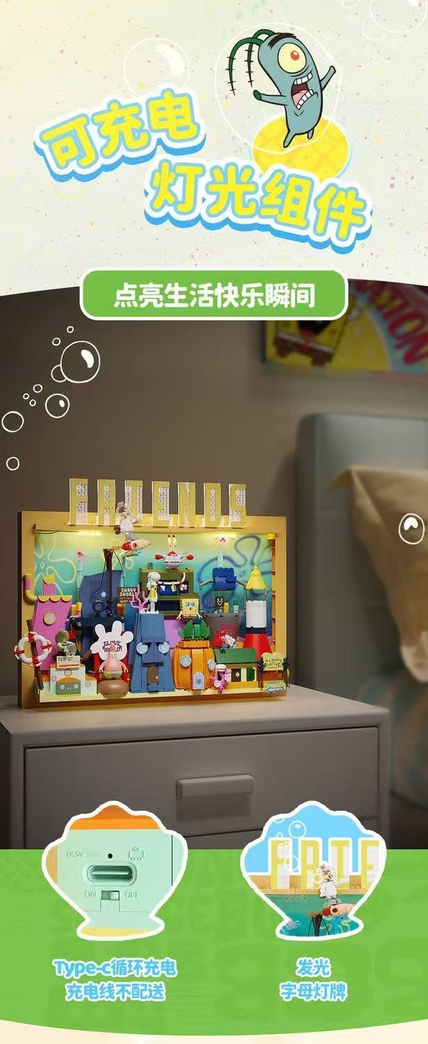 SEMBO AREA-X AB0083 SpongeBob SquarePants Bikini Bottom 3D Decorative Painting - YWOBB