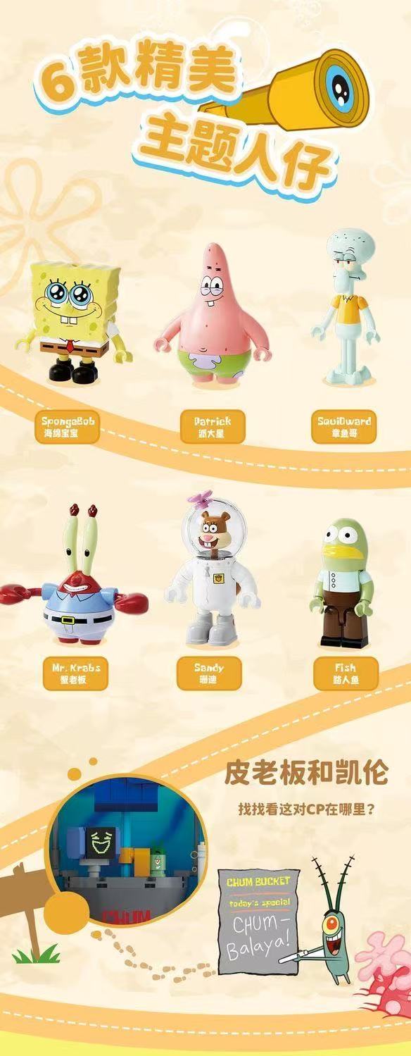 SEMBO AREA-X AB0083 SpongeBob SquarePants Bikini Bottom 3D Decorative Painting - YWOBB