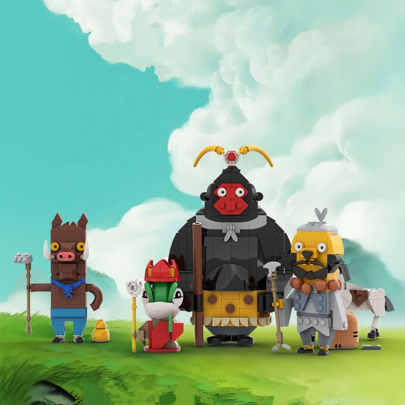 GOBRICKS MOC A2350 Langlang Mountain Little Monster Quartet - YWOBB