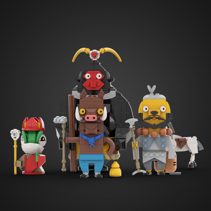 GOBRICKS MOC A2350 Langlang Mountain Little Monster Quartet - YWOBB