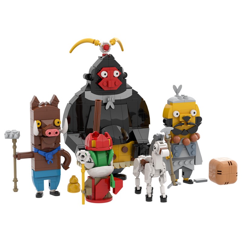 GOBRICKS MOC A2350 Langlang Mountain Little Monster Quartet - YWOBB