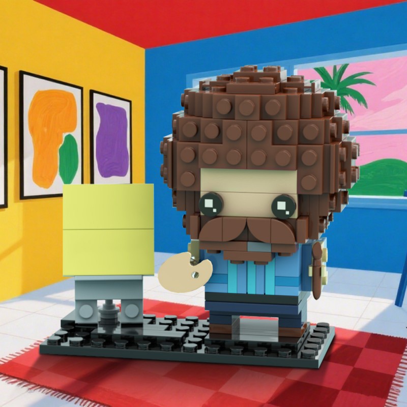 GOBRICKS MOC 77419 Bob Ross - Happy Accidents - YWOBB