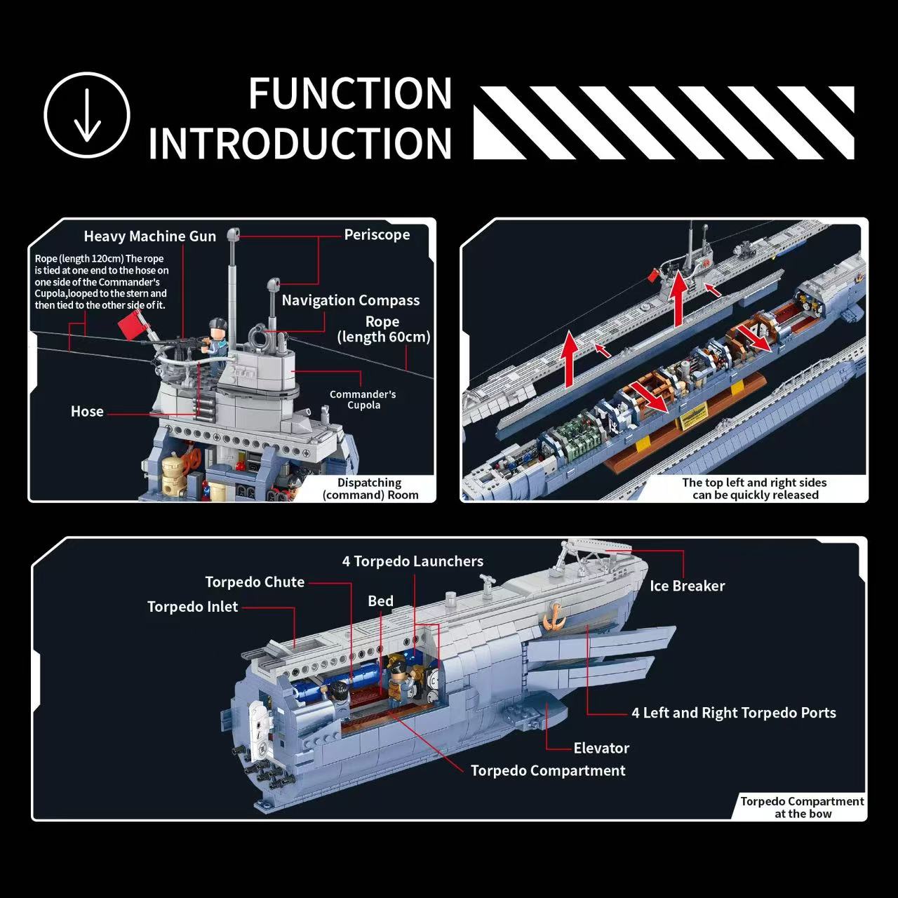 Customized 628011 VIIC U-552 Submarine - YWOBB
