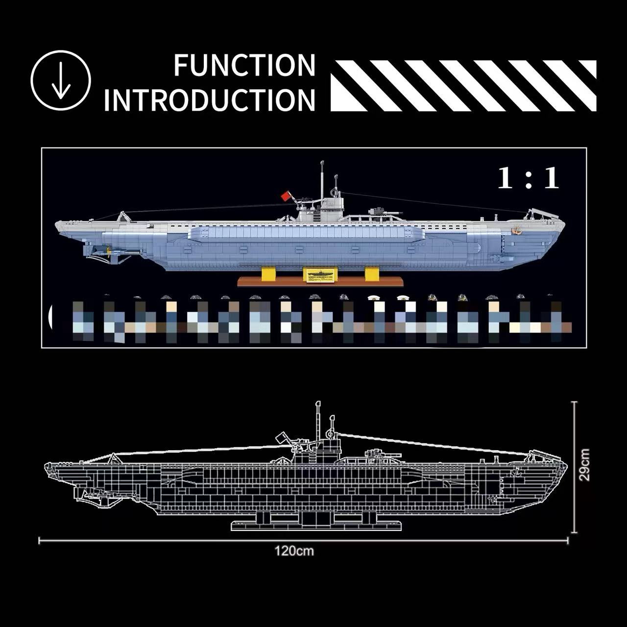 Customized 628011 VIIC U-552 Submarine - YWOBB
