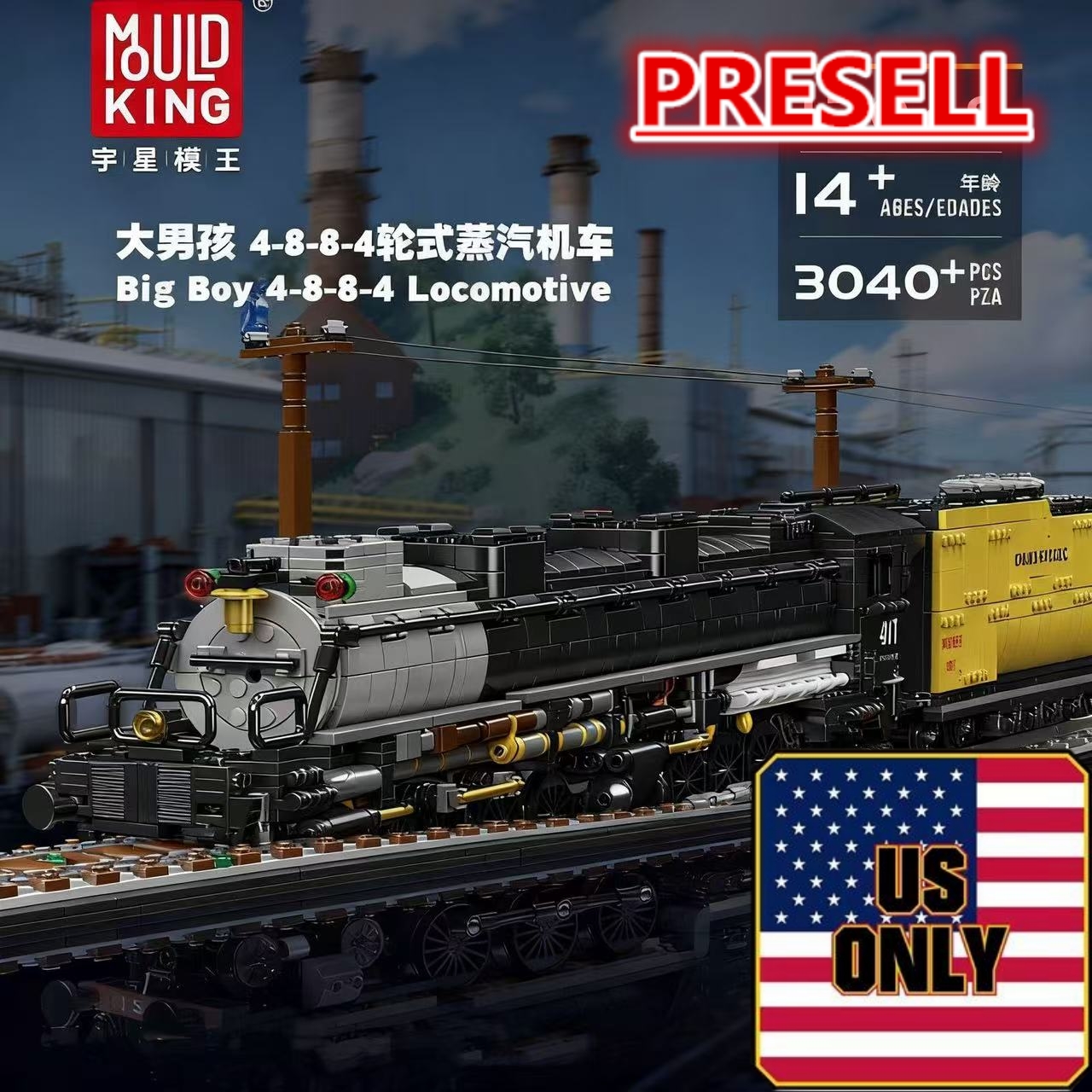 Mould King 12049 Big Boy 4-8-8-4 Locomotive OVP US Warehouse Version - YWOBB