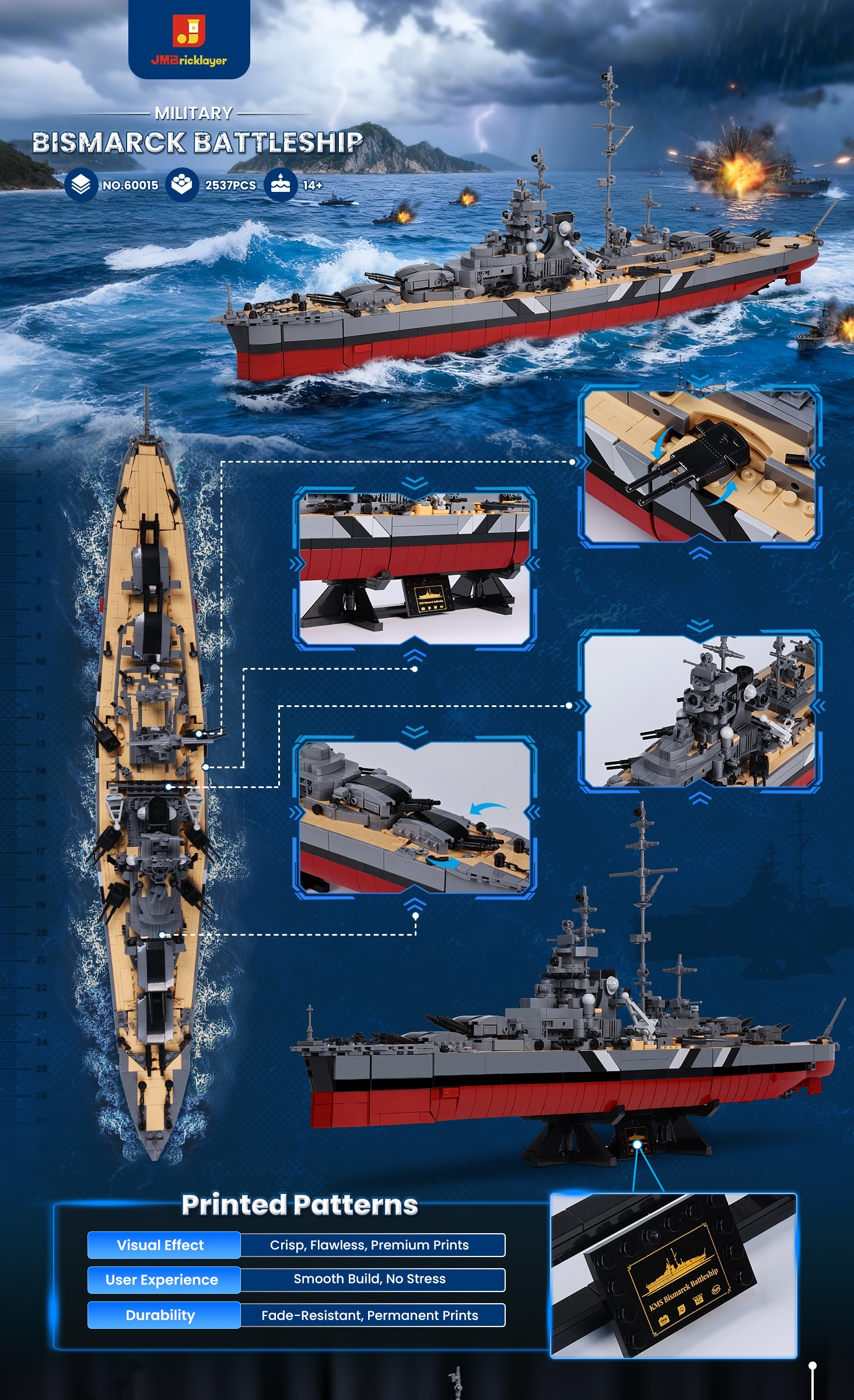 JMBricklayer 60015 Bismarck battleship - YWOBB