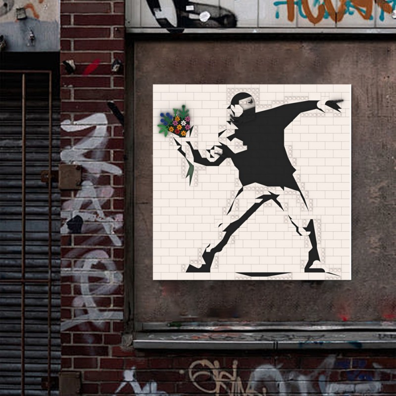 GOBRICKS MOC 228358 Banksy - Flower Throw - YWOBB