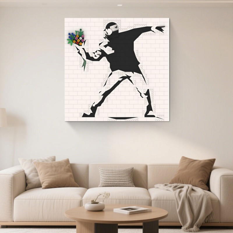 GOBRICKS MOC 228358 Banksy - Flower Throw - YWOBB
