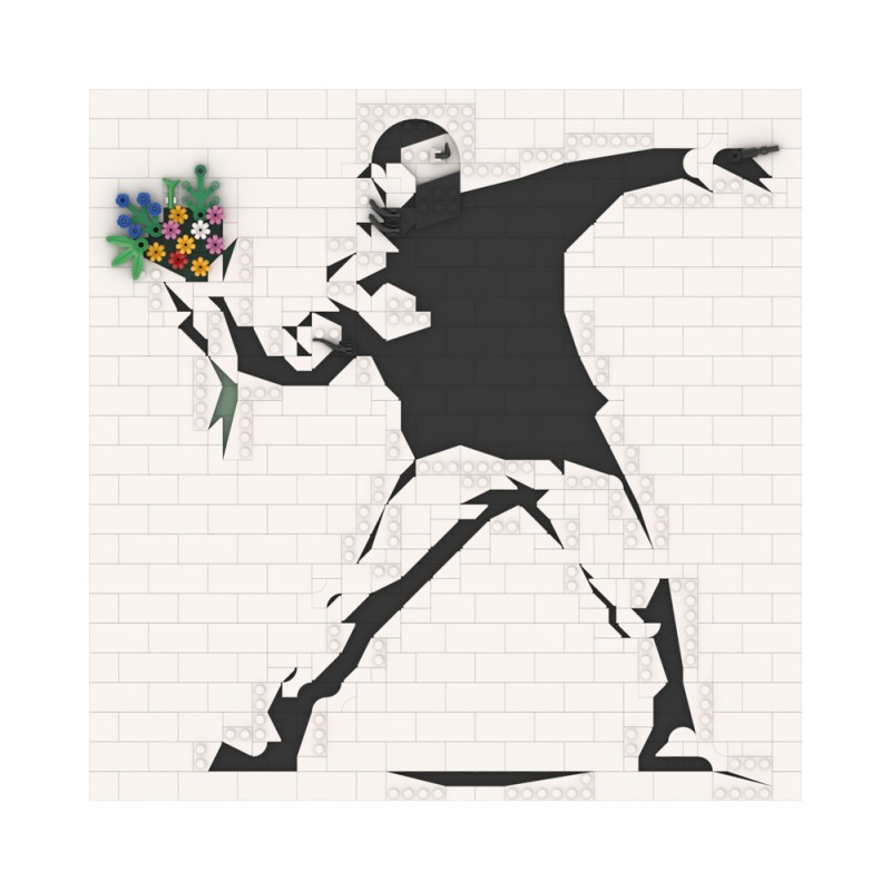 GOBRICKS MOC 228358 Banksy - Flower Throw - YWOBB