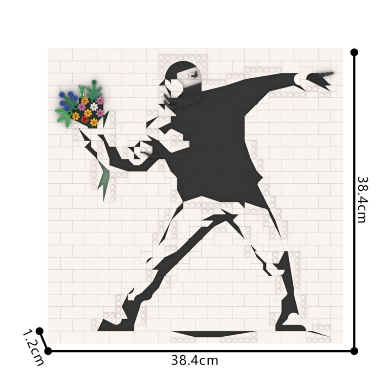 GOBRICKS MOC 228358 Banksy - Flower Throw - YWOBB