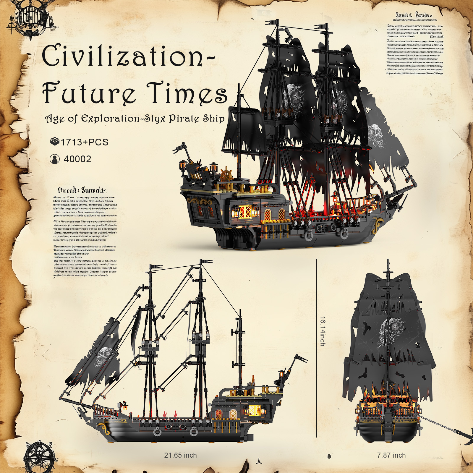 JMBricklayer 40002 Classic Black Pearl Pirate Ship - YWOBB