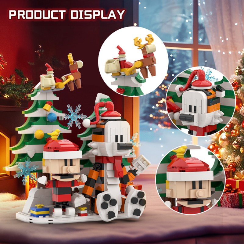 GOBRICKS MOC S0062 Hobbes and Calvin Christmas Version - YWOBB