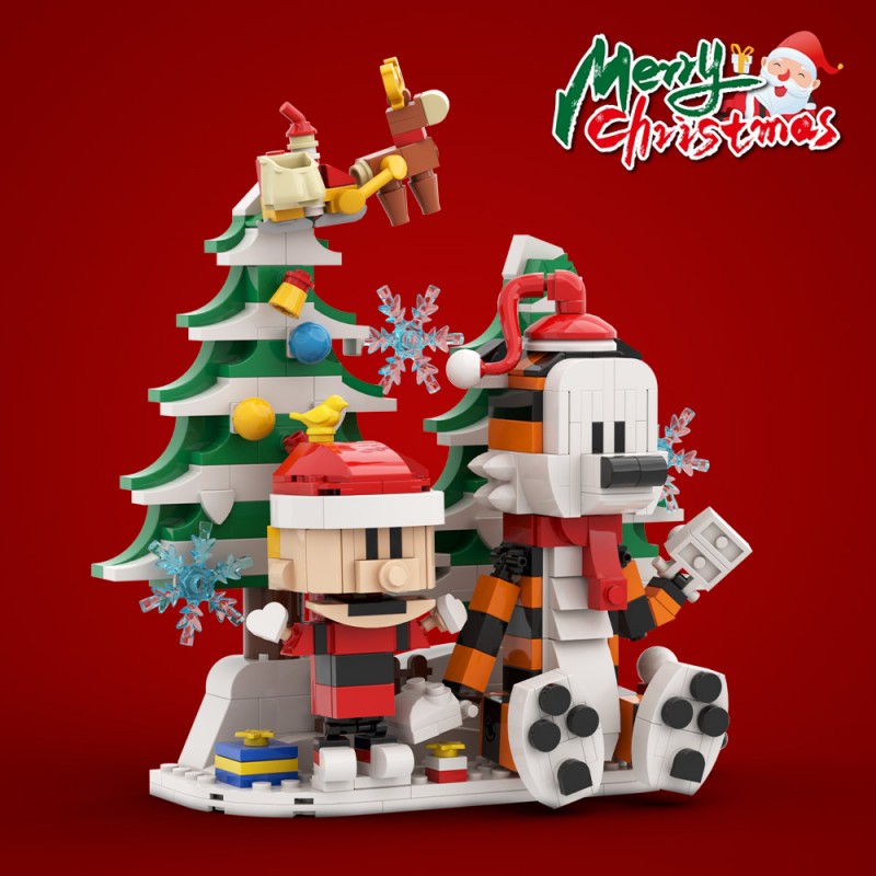 GOBRICKS MOC S0062 Hobbes and Calvin Christmas Version - YWOBB