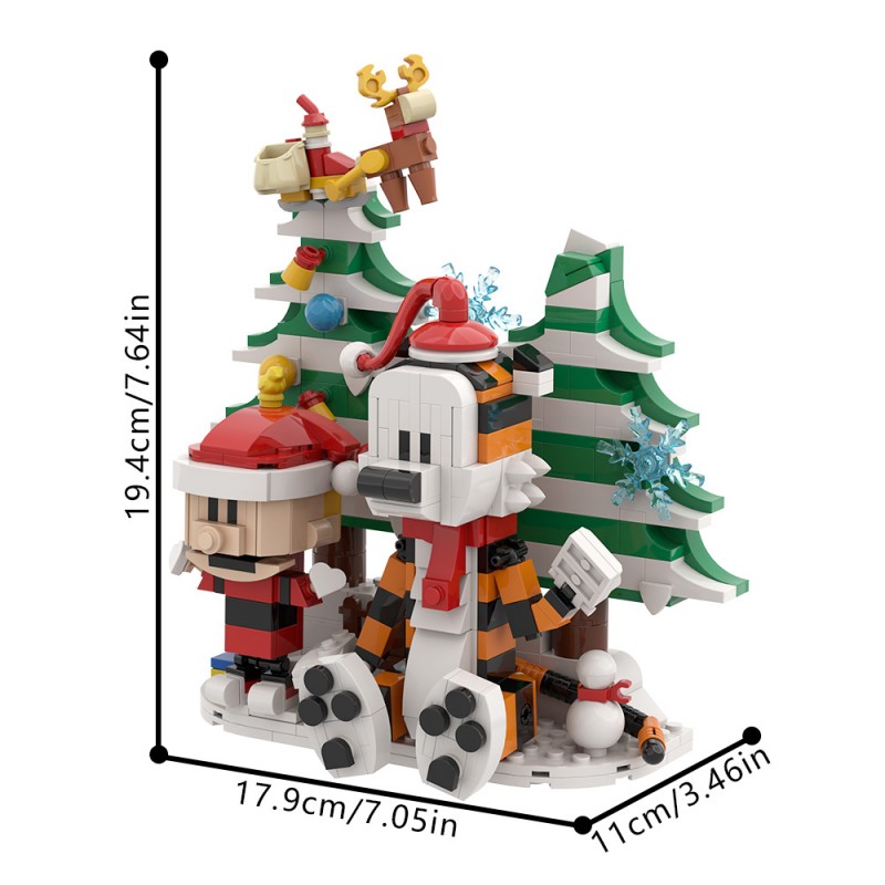 GOBRICKS MOC S0062 Hobbes and Calvin Christmas Version - YWOBB