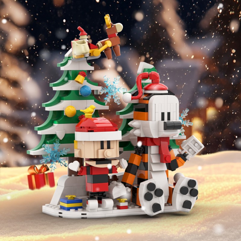 GOBRICKS MOC S0062 Hobbes and Calvin Christmas Version - YWOBB