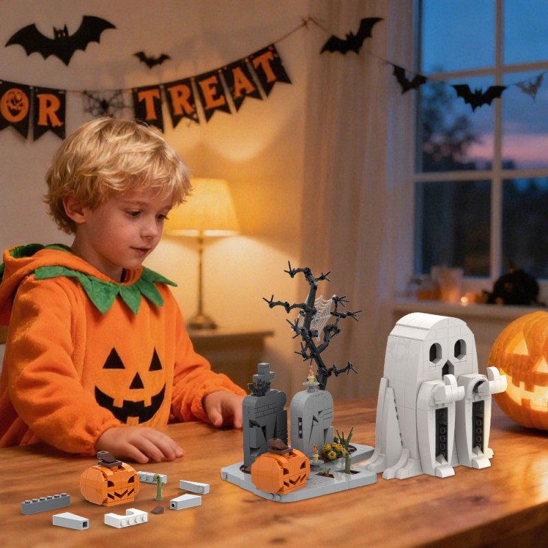 GOBRICKS MOC S0060 Halloween-themed Middle Finger Ghost Ornament - YWOBB