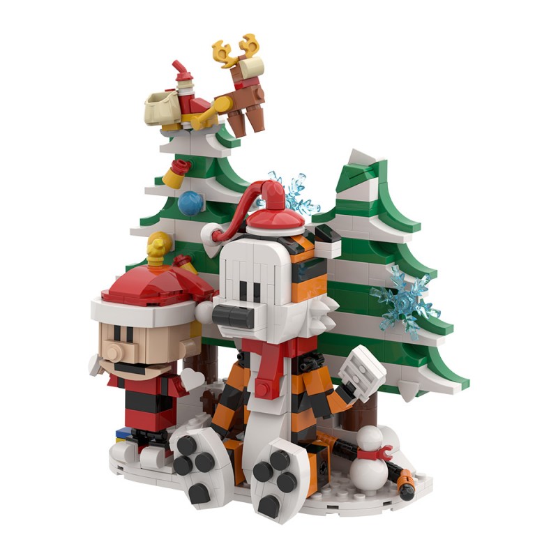 GOBRICKS MOC S0062 Hobbes and Calvin Christmas Version - YWOBB