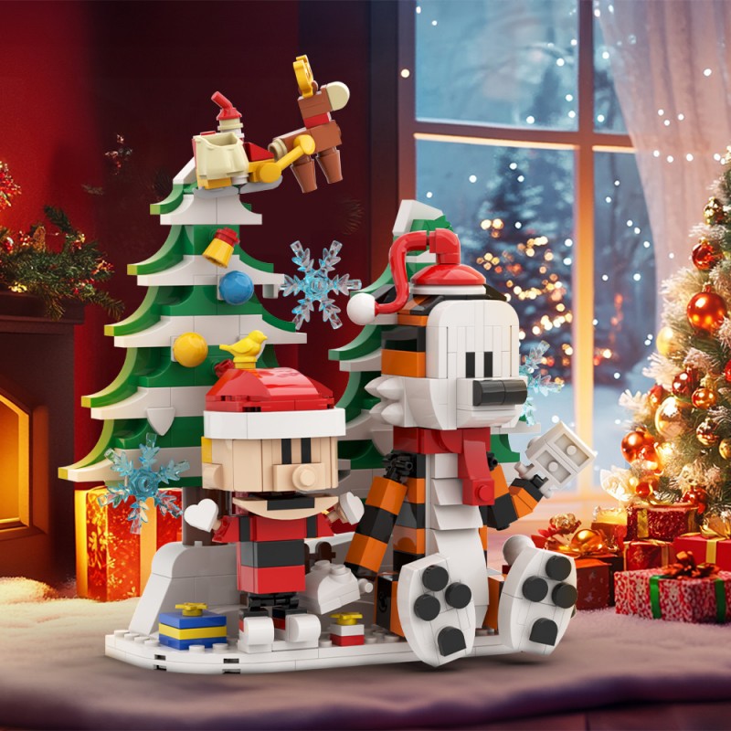 GOBRICKS MOC S0062 Hobbes and Calvin Christmas Version - YWOBB