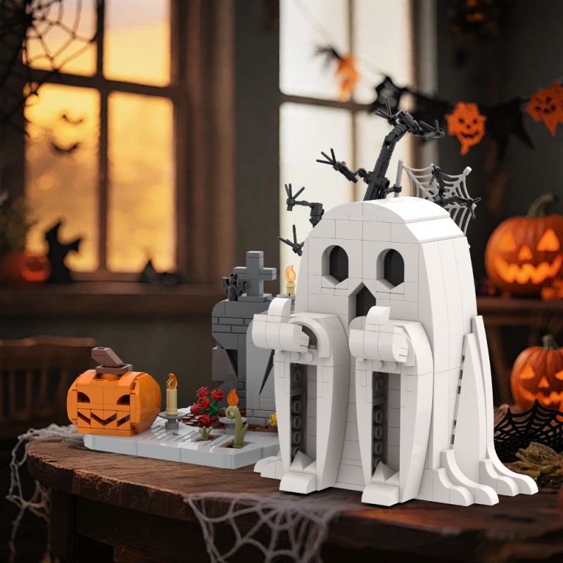 GOBRICKS MOC S0060 Halloween-themed Middle Finger Ghost Ornament - YWOBB