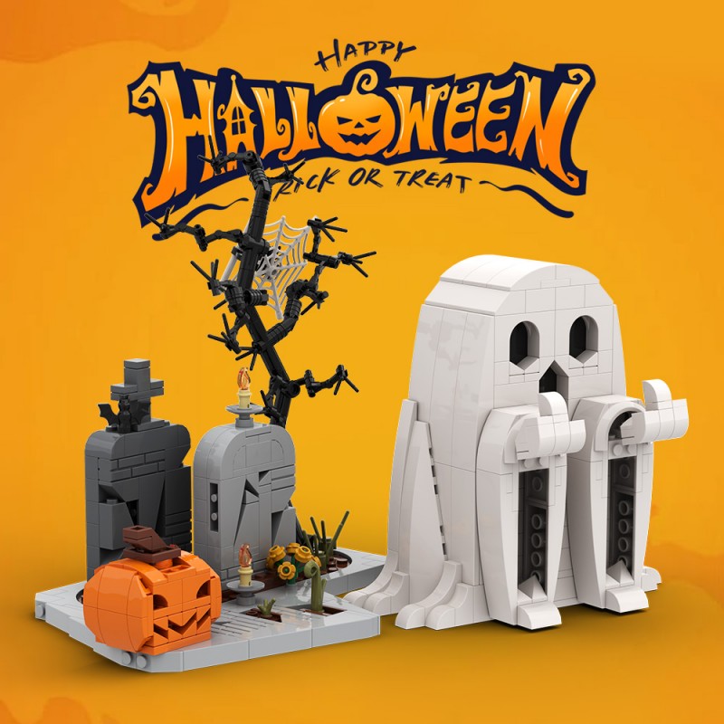 GOBRICKS MOC S0060 Halloween-themed Middle Finger Ghost Ornament - YWOBB