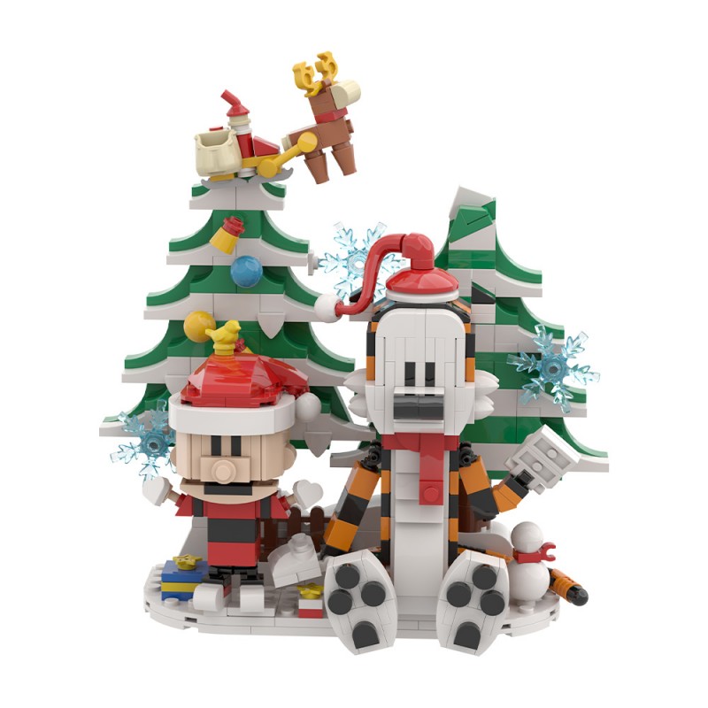 GOBRICKS MOC S0062 Hobbes and Calvin Christmas Version - YWOBB
