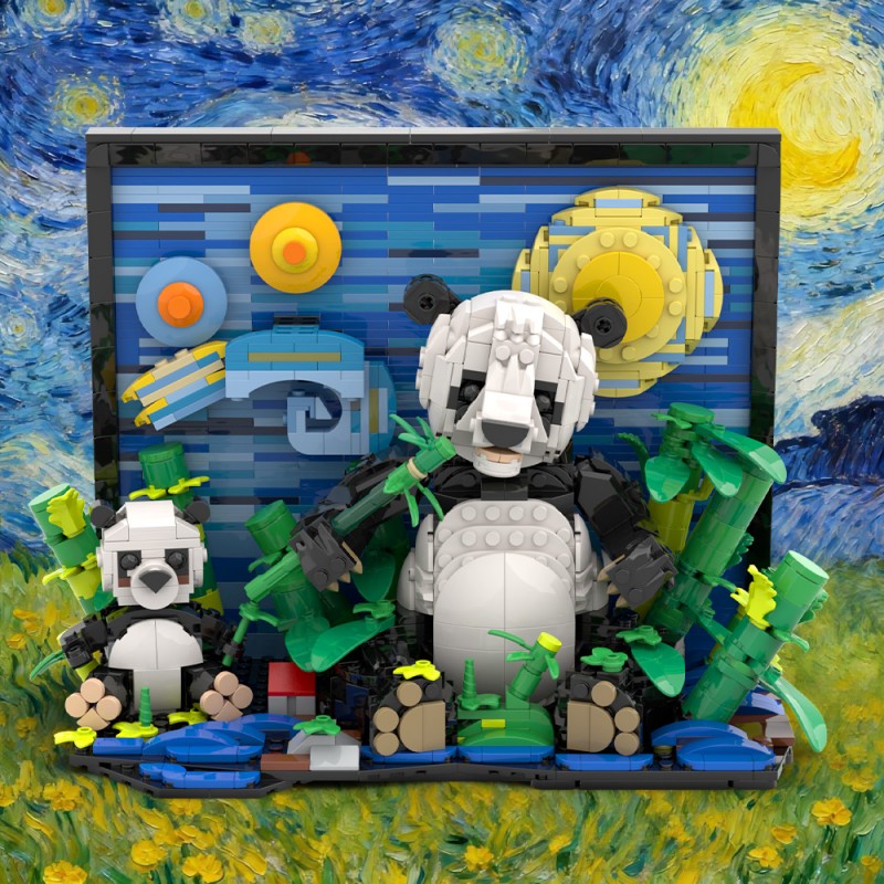GOBRICKS MOC S0055 Van Gogh Giant Panda - YWOBB