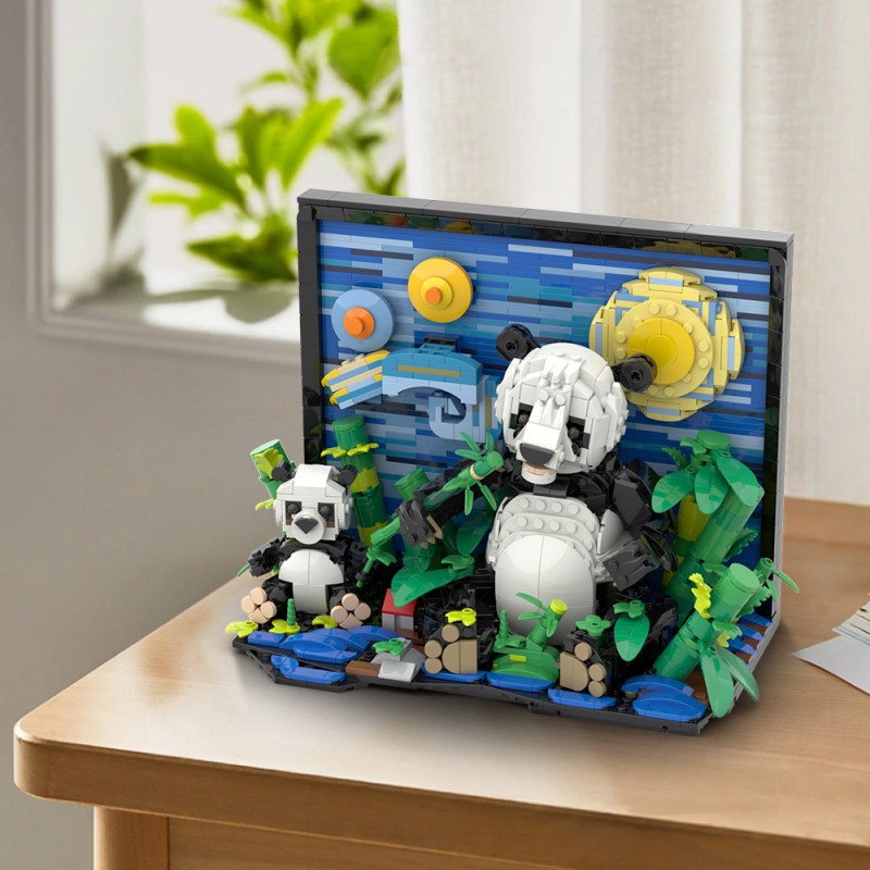 GOBRICKS MOC S0055 Van Gogh Giant Panda - YWOBB