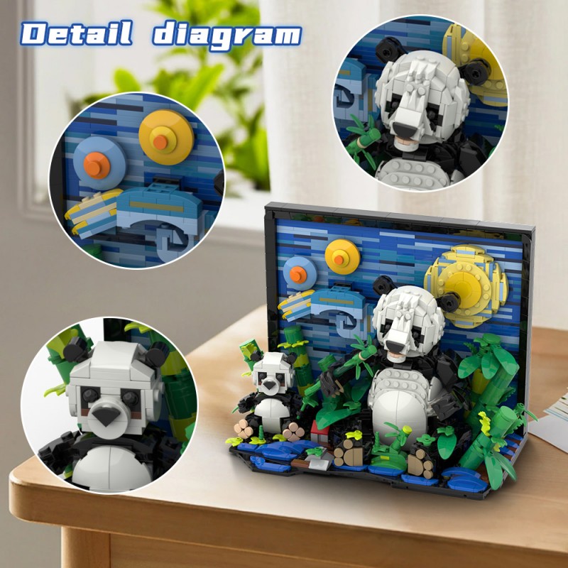 GOBRICKS MOC S0055 Van Gogh Giant Panda - YWOBB