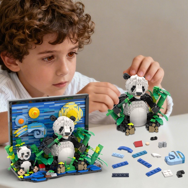 GOBRICKS MOC S0055 Van Gogh Giant Panda - YWOBB
