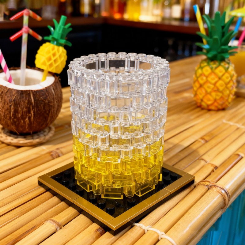 GOBRICKS MOC 233730 Whiskey Glass - Life-size replica with gold plated Coaster - YWOBB