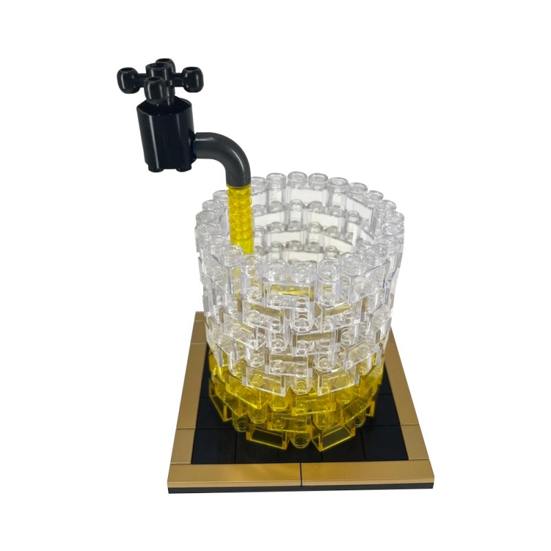 GOBRICKS MOC 233730 Whiskey Glass - Life-size replica with gold plated Coaster - YWOBB