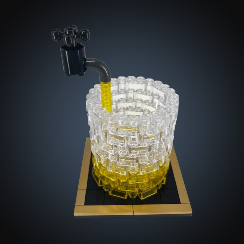 GOBRICKS MOC 233730 Whiskey Glass - Life-size replica with gold plated Coaster - YWOBB