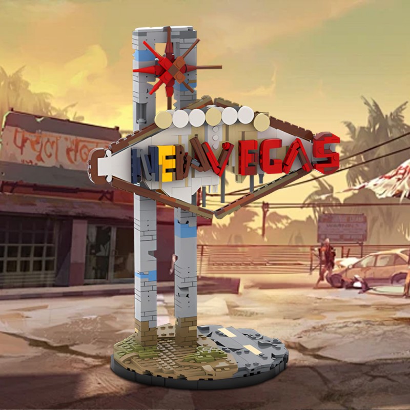 GOBRICKS MOC 232518 New Vegas Sign Fallout New Vegas - YWOBB