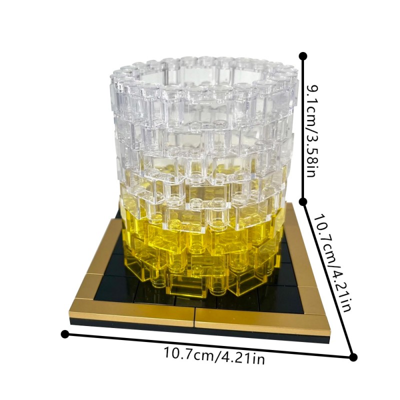 GOBRICKS MOC 233730 Whiskey Glass - Life-size replica with gold plated Coaster - YWOBB