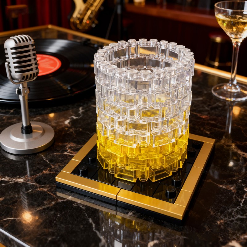 GOBRICKS MOC 233730 Whiskey Glass - Life-size replica with gold plated Coaster - YWOBB