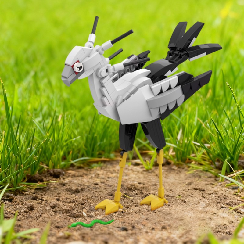 GOBRICKS MOC 227312 Secretary bird - Sagittarius serpentarius - Accurate and elegant - YWOBB