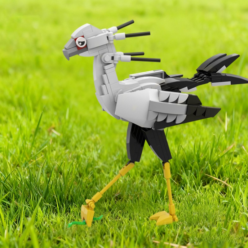 GOBRICKS MOC 227312 Secretary bird - Sagittarius serpentarius - Accurate and elegant - YWOBB