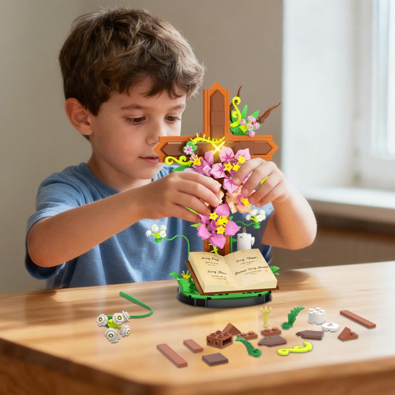 GOBRICKS MOC S0050 Cross Flower - YWOBB