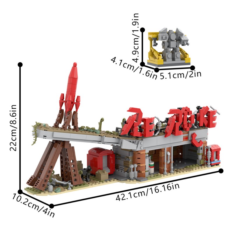 GOBRICKS MOC S0054 Red Rocket Modular Gas Station from Fallout - YWOBB